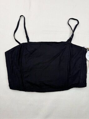 Midnight Sky Tank Top Womens M Black Cropped Square Neck Smocked Back